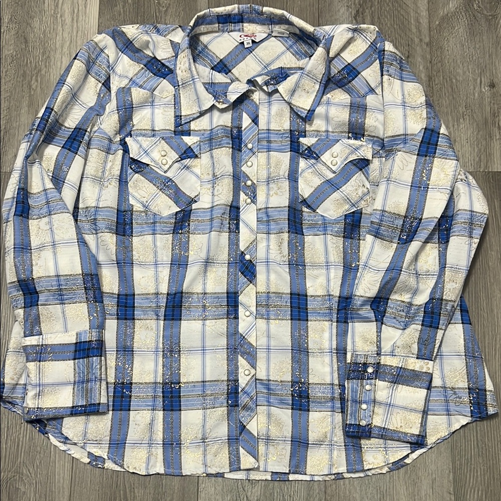 Roper women’s western style pearl snap Button Down Shirt/ size 3X